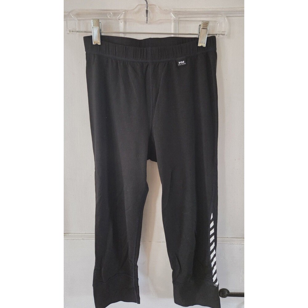 Helly Hansen Size M Women’s Base Layer Cropped Leggings Black + White Side Strip